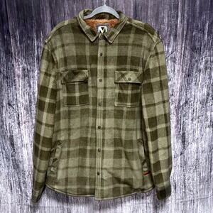 VOYAGER Shirt Jacket Mens XL Plaid Shacket Sherpa Polar Fleece Lined Snap Button
